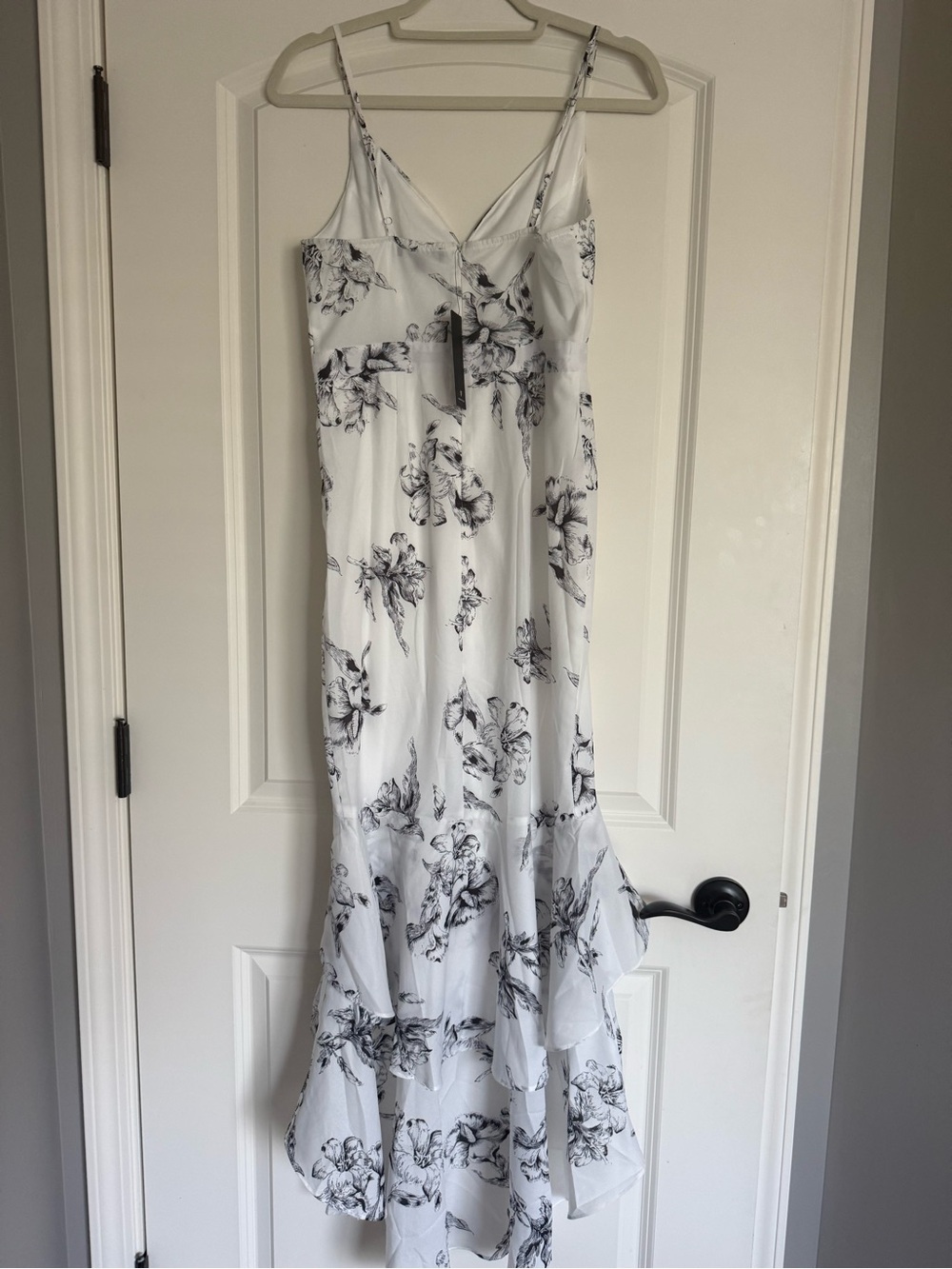 Lulu's Darling Daylily Black and White Floral Print High-Low Maxi Dress - Picture 4 of 6